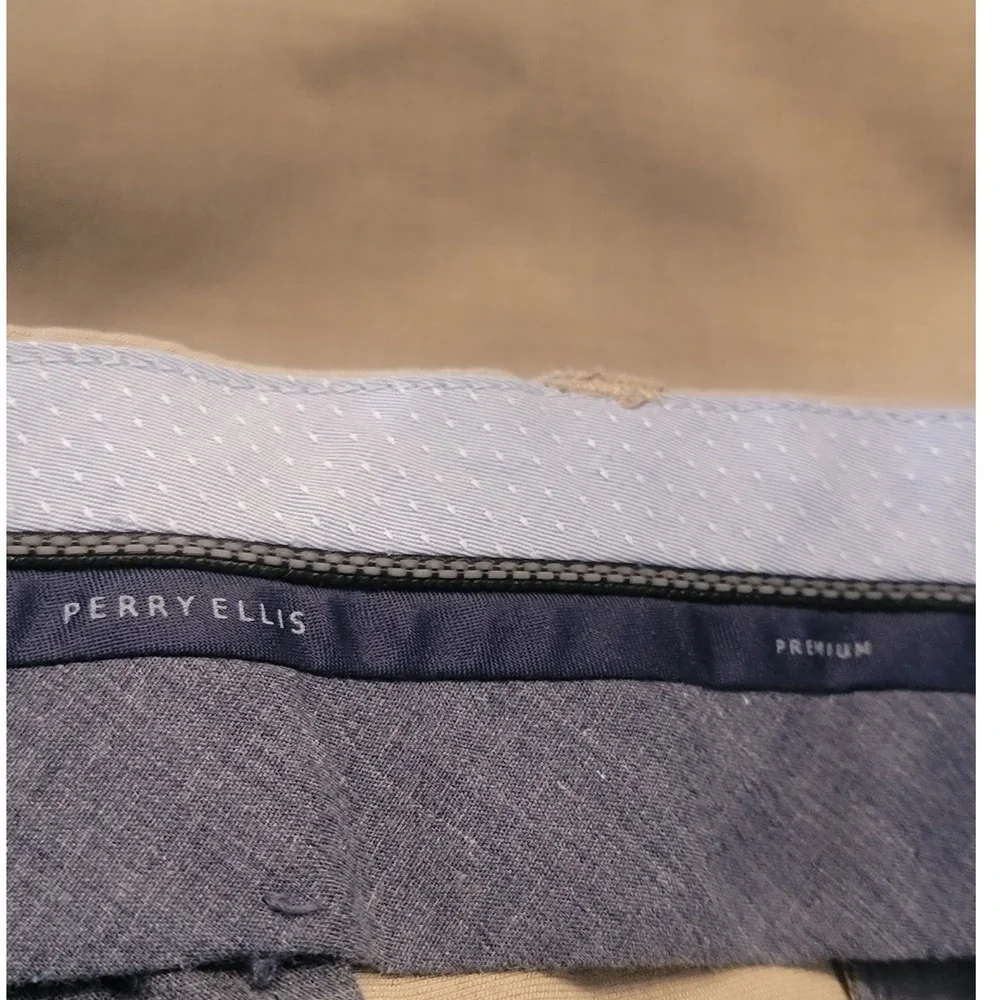 Perris Ellis Premium Mens Tailored Fit Dress Pants Tan Khaki Flat Front Trousers